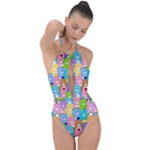 Care Bears, Adorable, Art Plunge Cut Halter Swimsuit