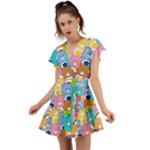 Care Bears, Adorable, Art Flutter Sleeve Wrap Dress