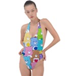 Care Bears, Adorable, Art Backless Halter One Piece Swimsuit