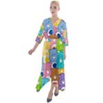 Care Bears, Adorable, Art Quarter Sleeve Wrap Front Maxi Dress