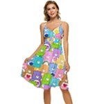 Care Bears, Adorable, Art Sleeveless Tie Front Chiffon Dress