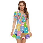 Care Bears, Adorable, Art V-Neck High Waist Chiffon Mini Dress