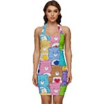 Care Bears, Adorable, Art Sleeveless Wide Square Neckline Ruched Bodycon Dress