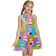 Kids  Halter Collar Waist Tie Chiffon Dress 