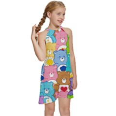 Kids  Halter Collar Waist Tie Chiffon Dress 