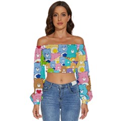 Long Sleeve Crinkled Weave Crop Top 