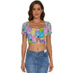 Care Bears, Adorable, Art Short Sleeve Square Neckline Crop Top 