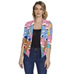 Care Bears, Adorable, Art Women s Draped Front 3/4 Sleeve Shawl Collar Jacket