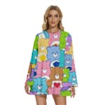 Care Bears, Adorable, Art Round Neck Long Sleeve Bohemian Style Chiffon Mini Dress