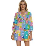 Care Bears, Adorable, Art V-Neck Placket Mini Dress