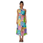 Care Bears, Adorable, Art Sleeveless Cross Front Cocktail Midi Chiffon Dress