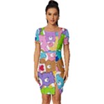 Care Bears, Adorable, Art Fitted Knot Split End Bodycon Dress