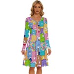 Care Bears, Adorable, Art Long Sleeve Dress With Pocket