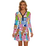 Care Bears, Adorable, Art Long Sleeve Deep V Mini Dress 