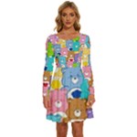 Care Bears, Adorable, Art Long Sleeve Wide Neck Velvet Dress