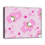 Cheer Bear Pink, Care, Care Bears, Cartoon Canvas 14  x 11  (Stretched)