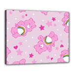 Cheer Bear Pink, Care, Care Bears, Cartoon Canvas 20  x 16  (Stretched)