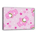 Cheer Bear Pink, Care, Care Bears, Cartoon Canvas 18  x 12  (Stretched)