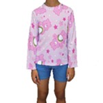 Cheer Bear Pink, Care, Care Bears, Cartoon Kids  Long Sleeve Swimwear