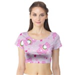 Cheer Bear Pink, Care, Care Bears, Cartoon Short Sleeve Crop Top