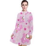 Cheer Bear Pink, Care, Care Bears, Cartoon Long Sleeve Chiffon Shirt Dress