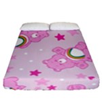 Cheer Bear Pink, Care, Care Bears, Cartoon Fitted Sheet (Queen Size)