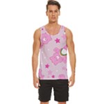 Cheer Bear Pink, Care, Care Bears, Cartoon Men s Wide Collar Tank Top