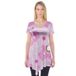 Cheer Bear Pink, Care, Care Bears, Cartoon Short Sleeve Tunic 