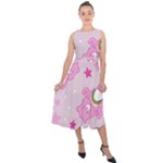 Cheer Bear Pink, Care, Care Bears, Cartoon Midi Tie-Back Chiffon Dress