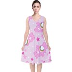 Cheer Bear Pink, Care, Care Bears, Cartoon V-Neck Midi Sleeveless Dress 