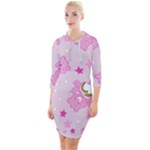 Cheer Bear Pink, Care, Care Bears, Cartoon Quarter Sleeve Hood Bodycon Dress