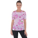 Cheer Bear Pink, Care, Care Bears, Cartoon Shoulder Cut Out Short Sleeve Top