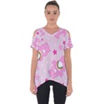 Cheer Bear Pink, Care, Care Bears, Cartoon Cut Out Side Drop T-Shirt