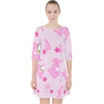 Cheer Bear Pink, Care, Care Bears, Cartoon Quarter Sleeve Pocket Dress