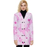 Cheer Bear Pink, Care, Care Bears, Cartoon Button Up Hooded Coat 