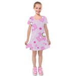 Cheer Bear Pink, Care, Care Bears, Cartoon Kids  Short Sleeve Velvet Dress