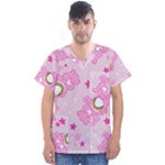 Cheer Bear Pink, Care, Care Bears, Cartoon Men s V-Neck Scrub Top