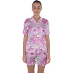 Cheer Bear Pink, Care, Care Bears, Cartoon Satin Short Sleeve Pajamas Set