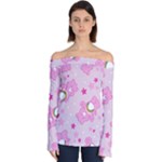 Cheer Bear Pink, Care, Care Bears, Cartoon Off Shoulder Long Sleeve Top