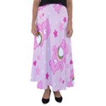 Cheer Bear Pink, Care, Care Bears, Cartoon Flared Maxi Skirt