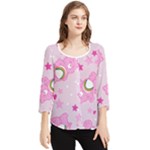 Cheer Bear Pink, Care, Care Bears, Cartoon Chiffon Quarter Sleeve Blouse