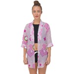 Cheer Bear Pink, Care, Care Bears, Cartoon Open Front Chiffon Kimono