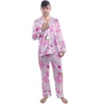 Cheer Bear Pink, Care, Care Bears, Cartoon Men s Long Sleeve Satin Pajamas Set