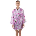 Cheer Bear Pink, Care, Care Bears, Cartoon Long Sleeve Satin Kimono