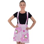 Cheer Bear Pink, Care, Care Bears, Cartoon Velvet Suspender Skater Skirt