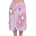 Cheer Bear Pink, Care, Care Bears, Cartoon Velvet Flared Midi Skirt