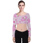 Cheer Bear Pink, Care, Care Bears, Cartoon Velvet Long Sleeve Crop Top