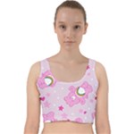 Cheer Bear Pink, Care, Care Bears, Cartoon Velvet Racer Back Crop Top