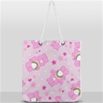 Cheer Bear Pink, Care, Care Bears, Cartoon Full Print Rope Handle Tote (Large)