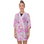 Cheer Bear Pink, Care, Care Bears, Cartoon Half Sleeve Chiffon Kimono